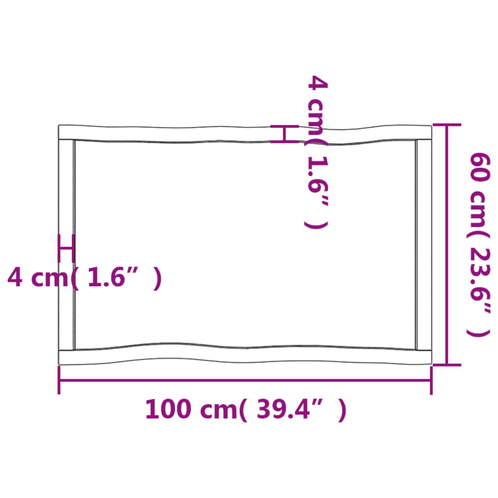 vidaXL Tablero de mesa madera maciza borde natural 100x60x(2-6) cm