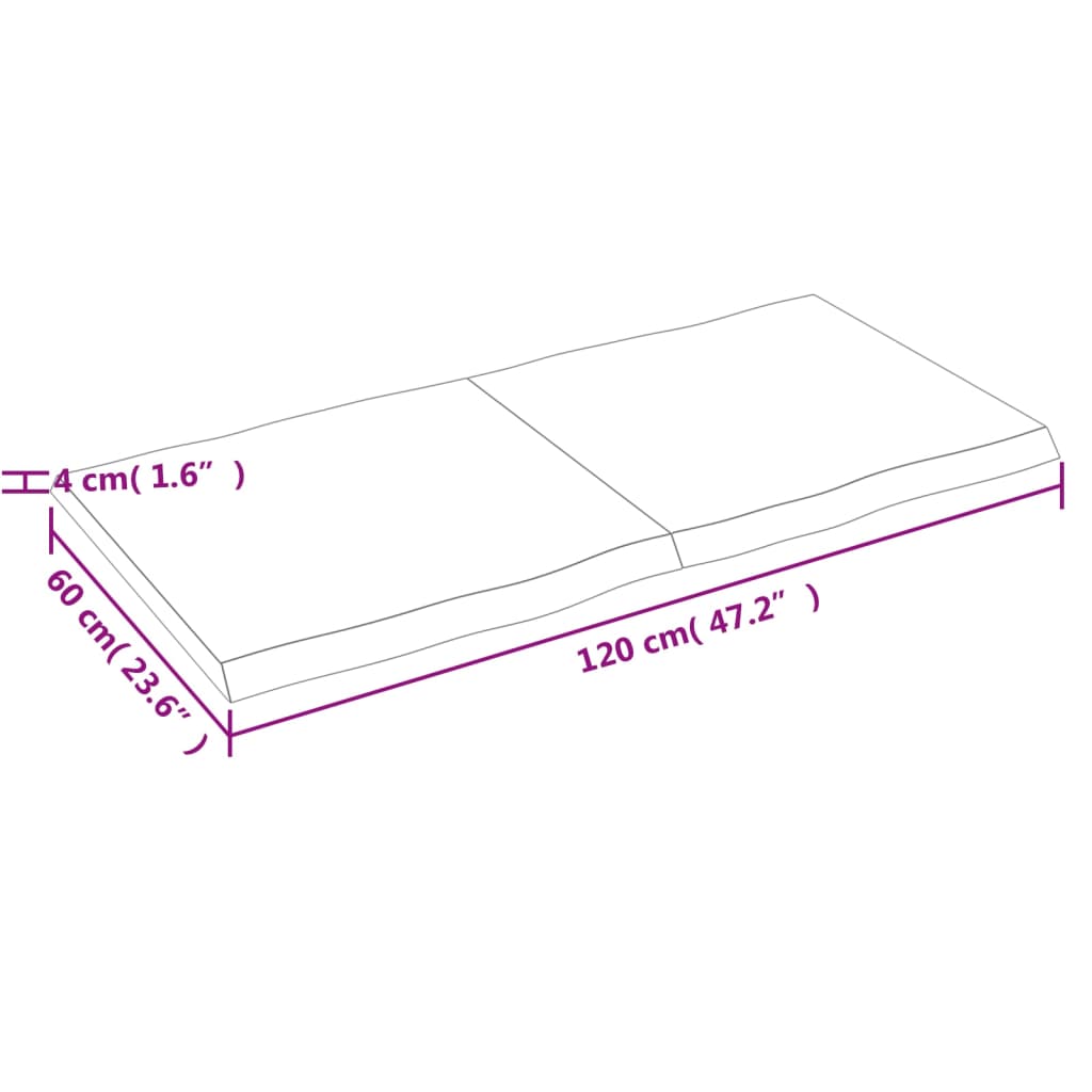 vidaXL Tablero de mesa madera maciza borde natural 120x60x(2-4) cm