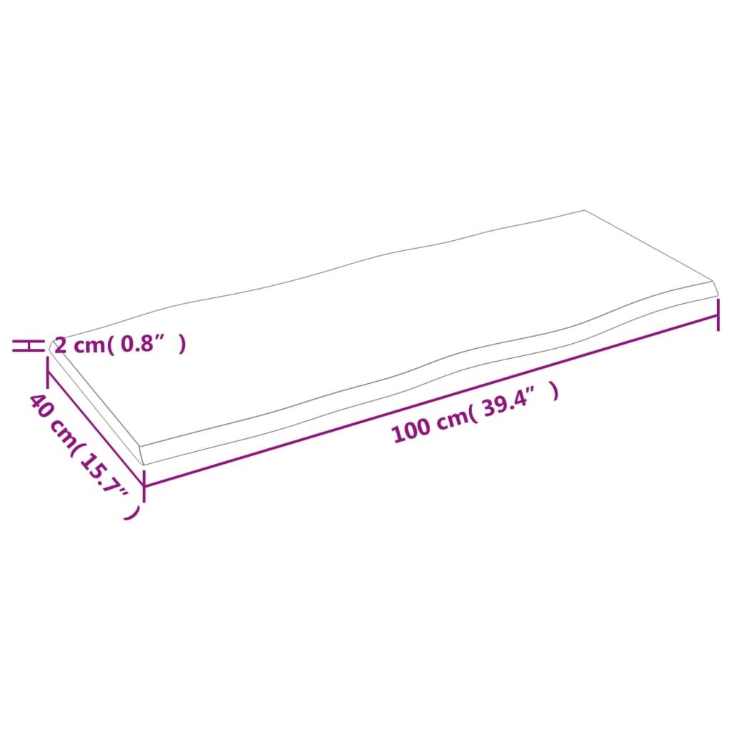 vidaXL Tablero mesa madera tratada roble borde natural 100x40x2 cm