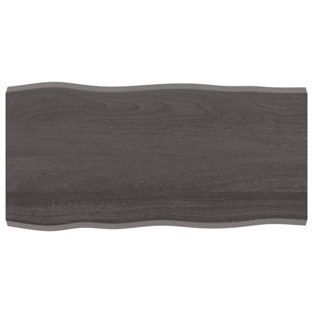 vidaXL Tablero mesa madera tratada borde vivo marrón 100x50x(2-4) cm