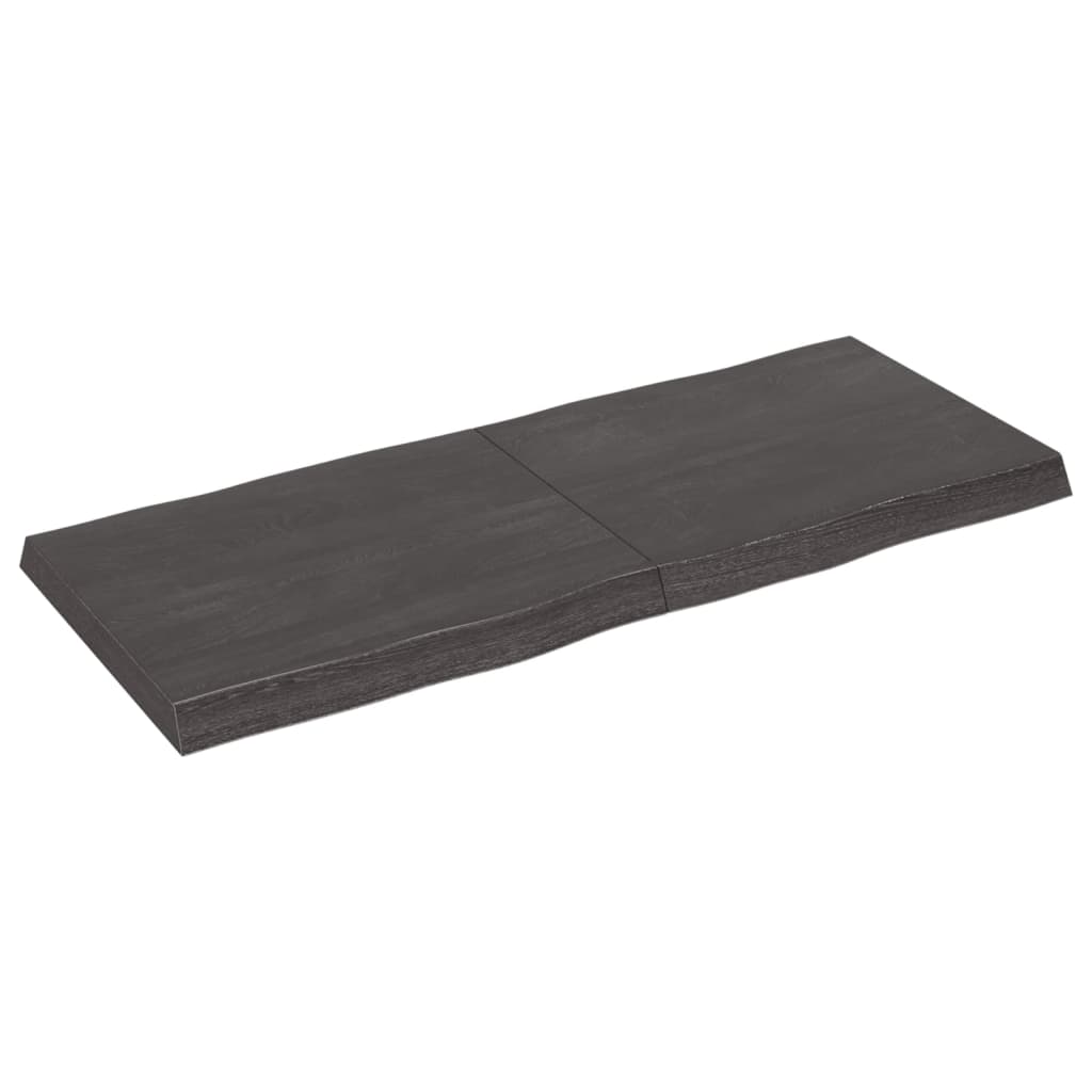 vidaXL Tablero mesa madera tratada borde vivo marrón 120x50x(2-6) cm