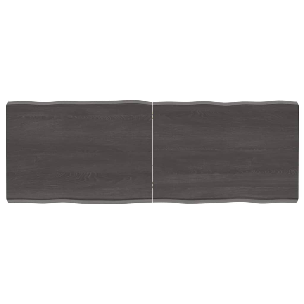 vidaXL Tablero mesa madera tratada borde vivo marrón 140x50x(2-6) cm