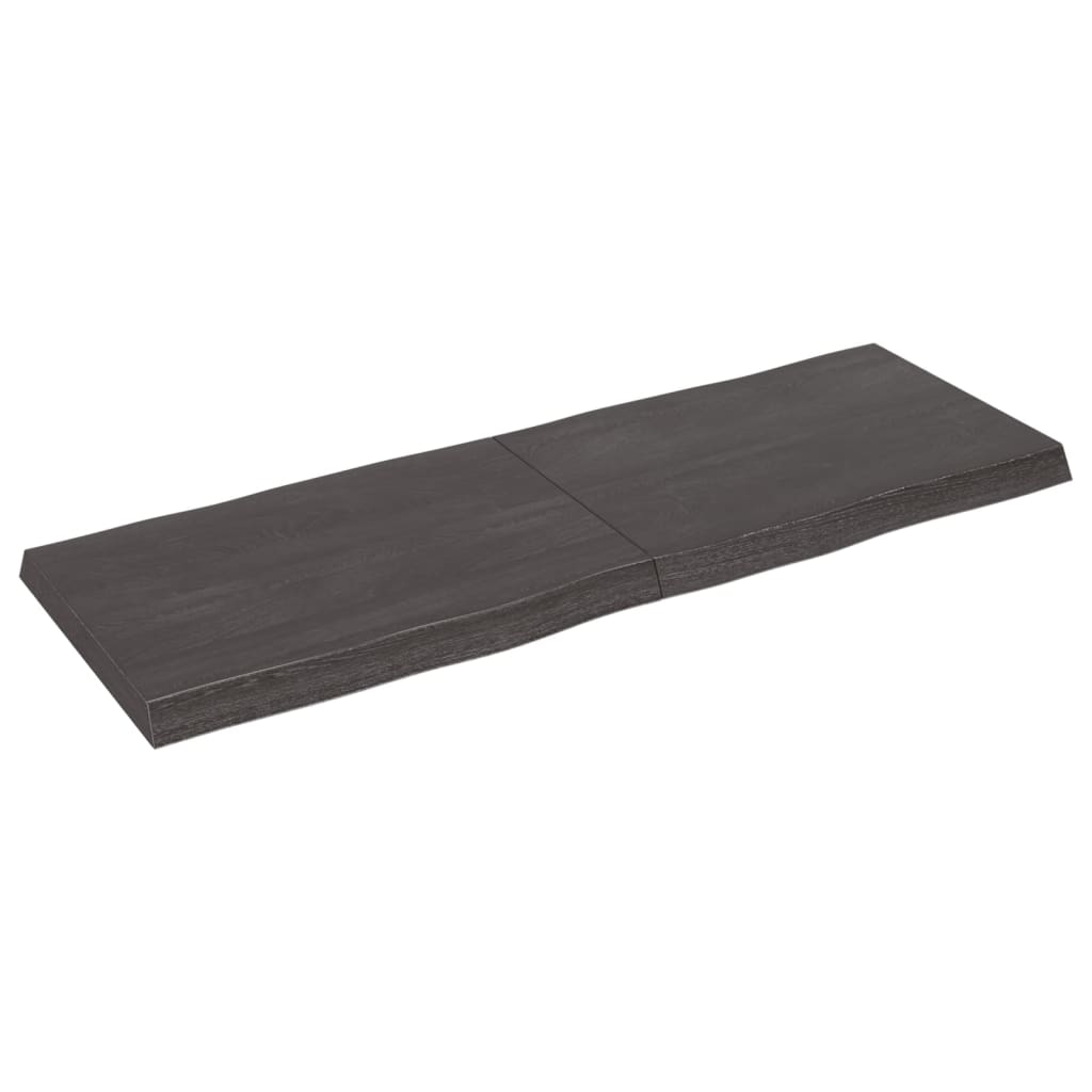 vidaXL Tablero mesa madera tratada borde vivo marrón 140x50x(2-6) cm