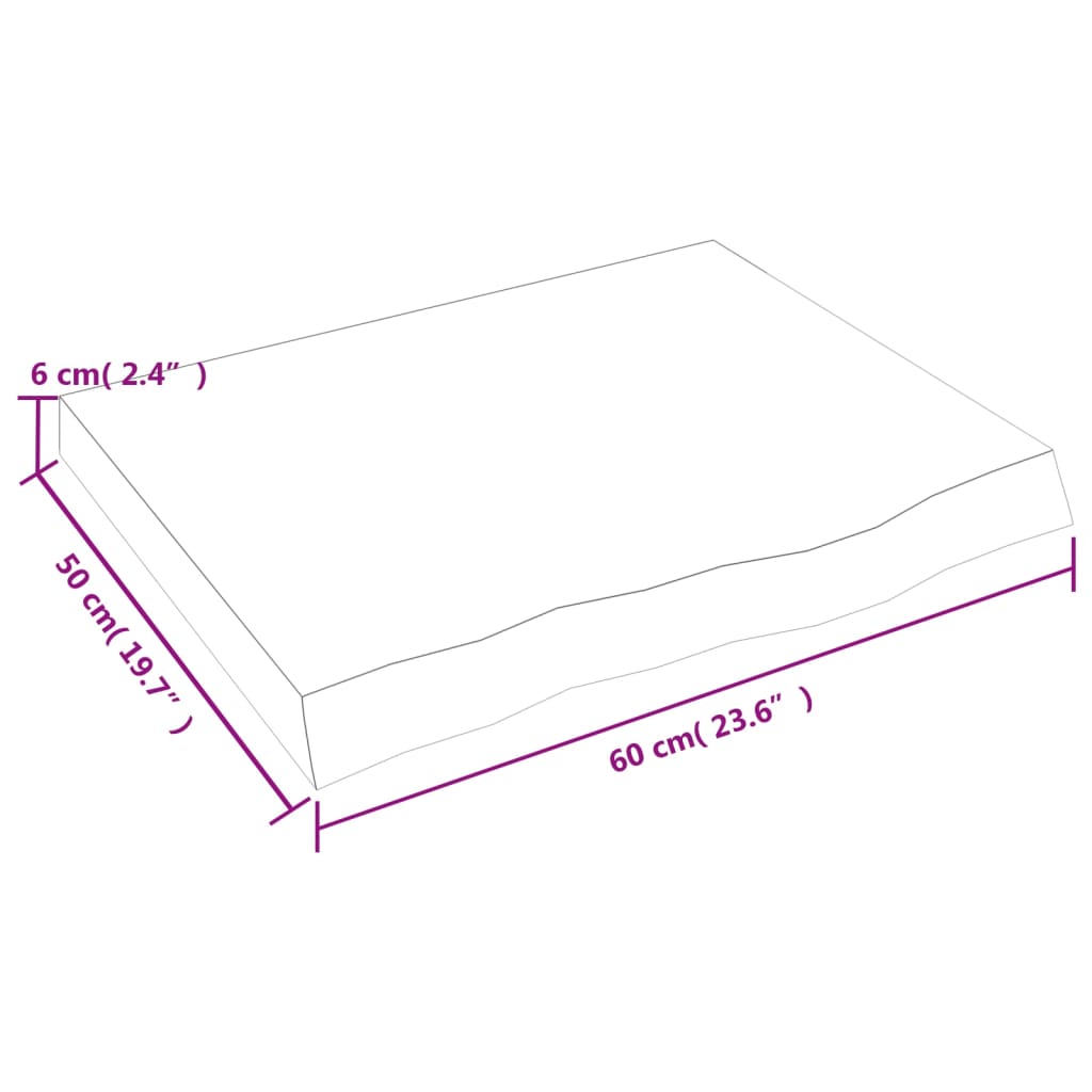 vidaXL Tablero de mesa madera maciza roble sin tratar 60x50x(2-6) cm