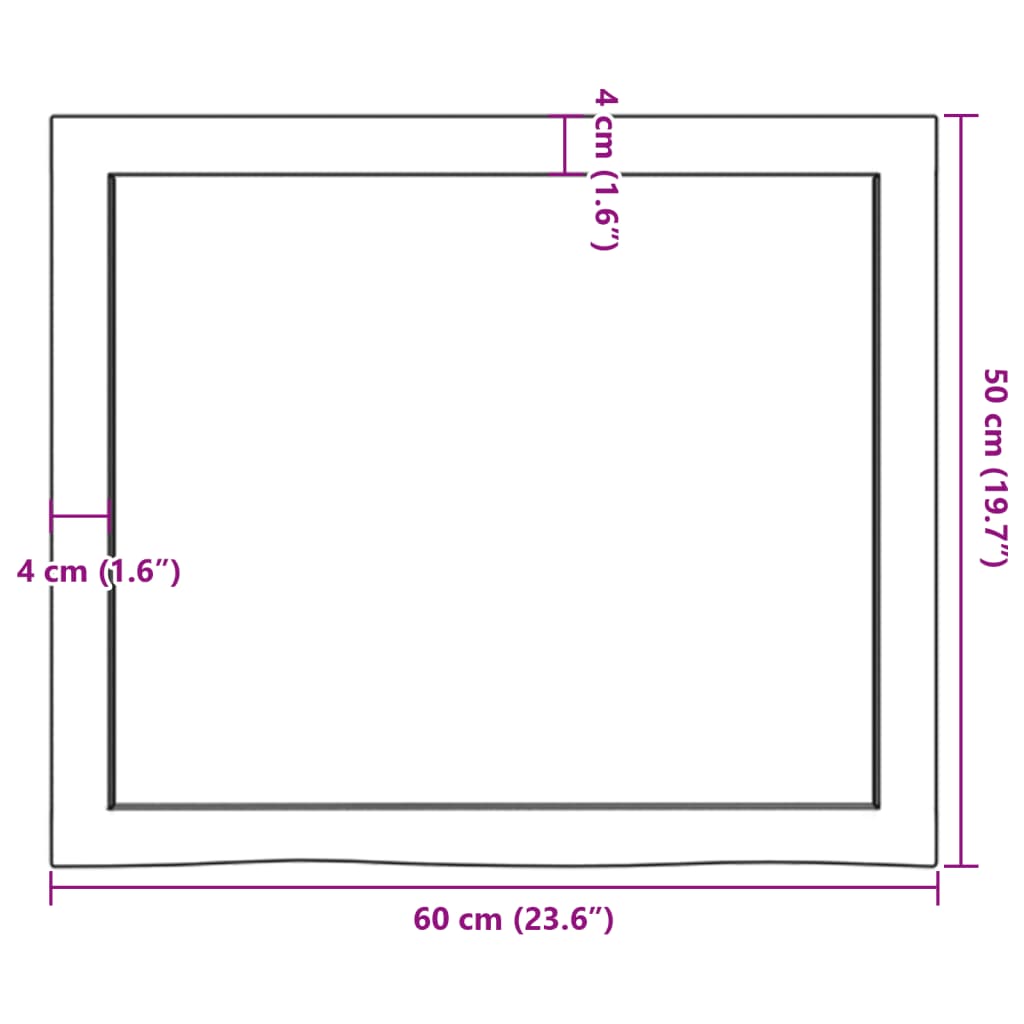 vidaXL Tablero de mesa madera maciza roble sin tratar 60x50x(2-6) cm