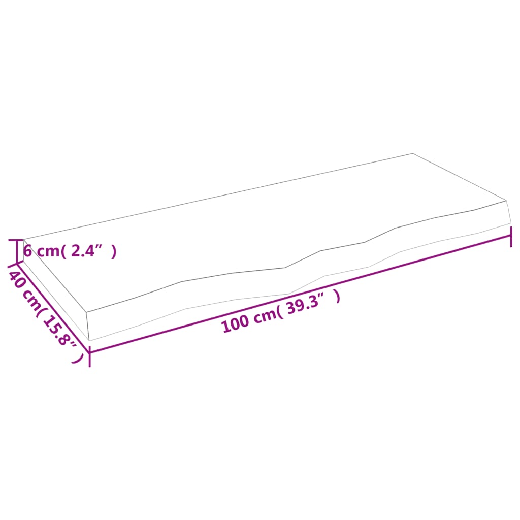 vidaXL Tablero de mesa madera maciza roble sin tratar 100x40x(2-6) cm