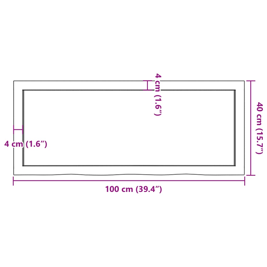 vidaXL Tablero de mesa madera maciza roble sin tratar 100x40x(2-6) cm