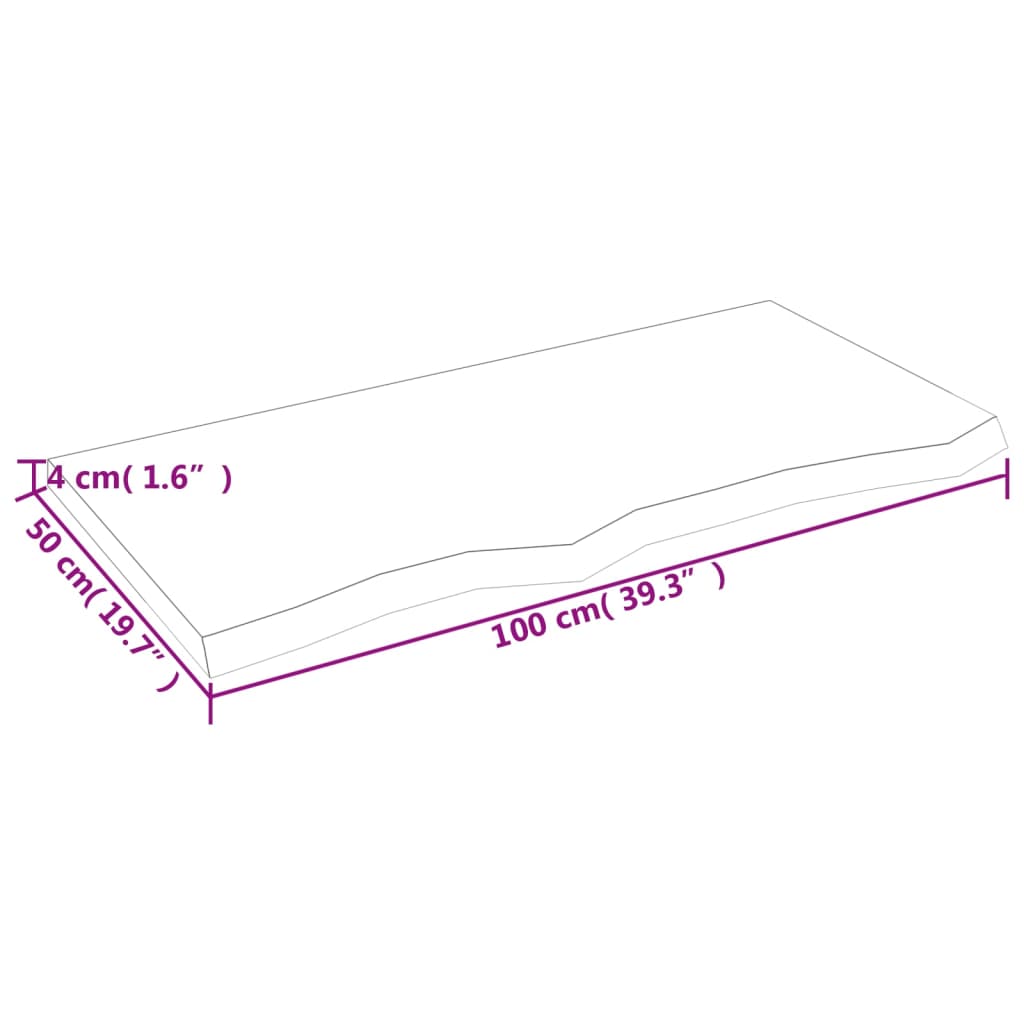 vidaXL Tablero de mesa madera maciza roble sin tratar 100x50x(2-4) cm