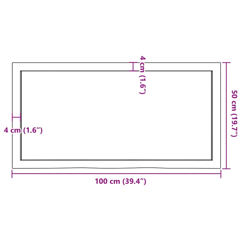 vidaXL Tablero de mesa madera maciza roble sin tratar 100x50x(2-4) cm