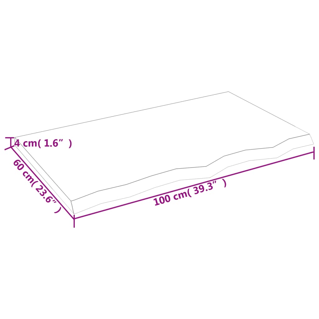 vidaXL Tablero de mesa madera maciza roble sin tratar 100x60x(2-4) cm