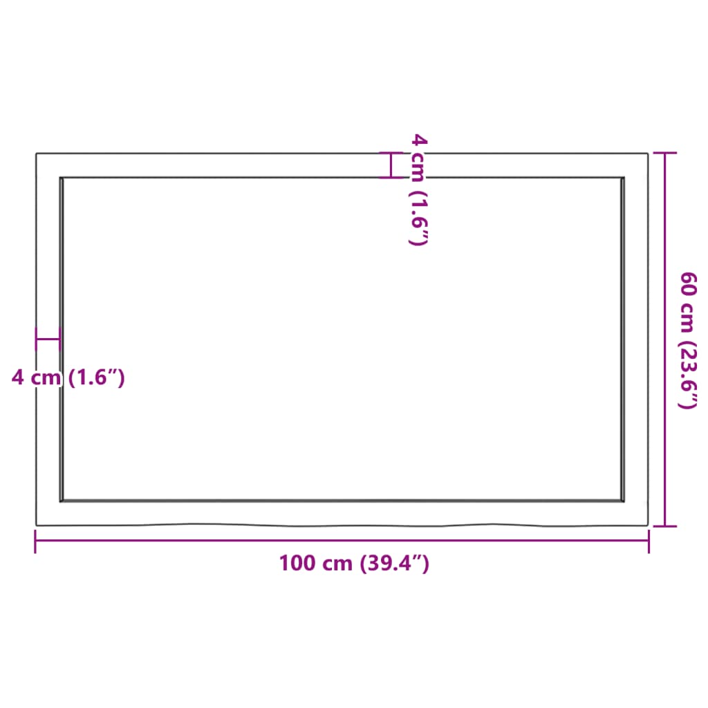 vidaXL Tablero de mesa madera maciza roble sin tratar 100x60x(2-4) cm