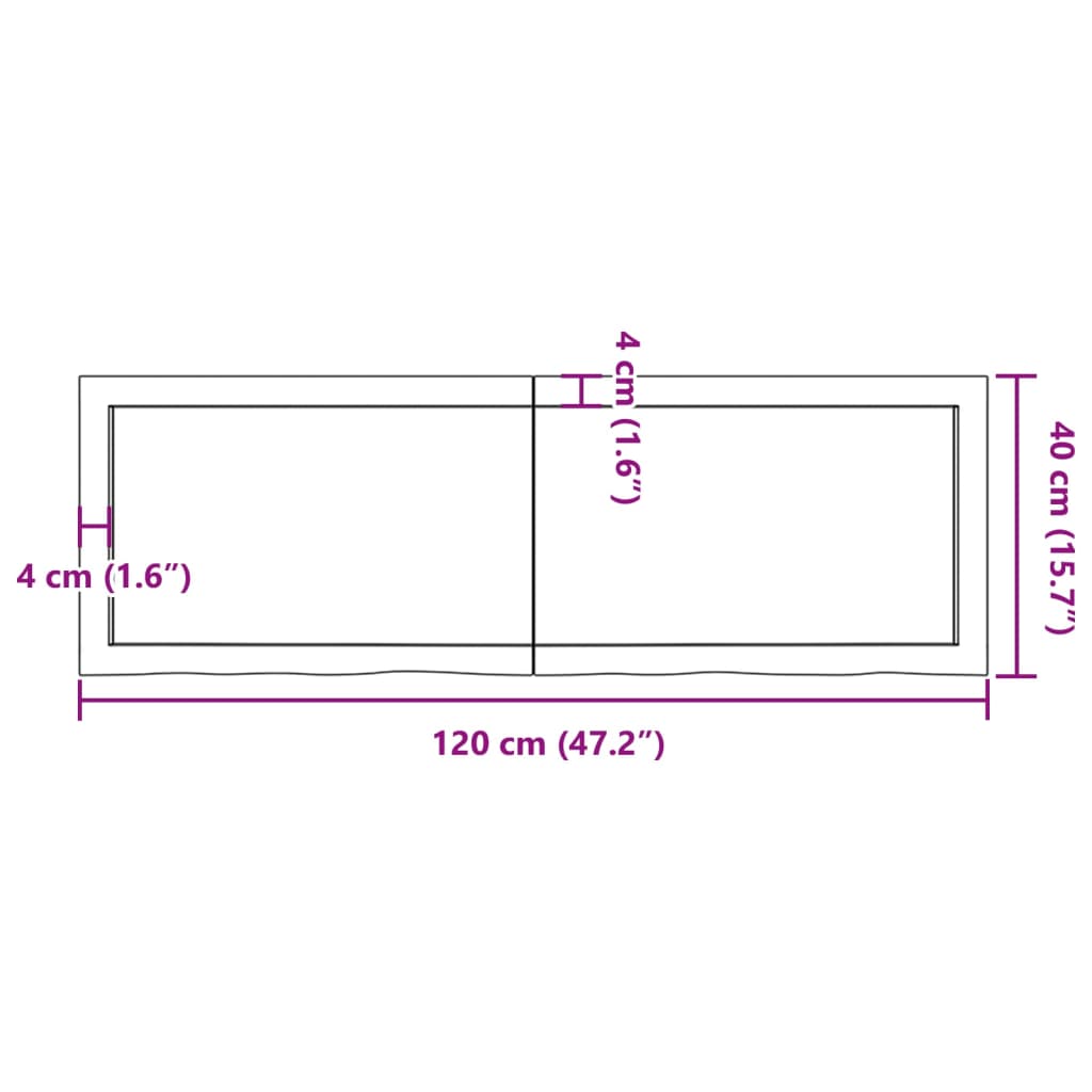 vidaXL Tablero de mesa madera maciza roble sin tratar 120x40x(2-4) cm