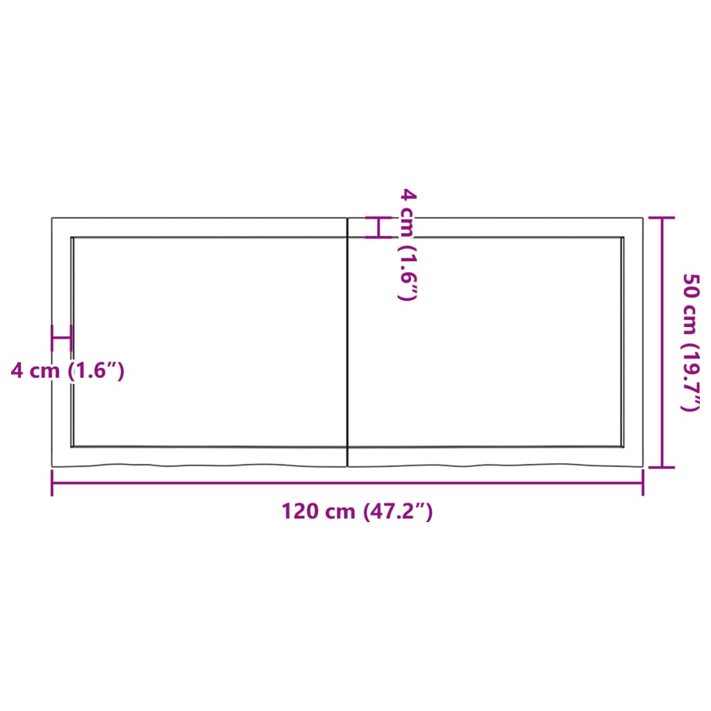 vidaXL Tablero de mesa madera maciza roble sin tratar 120x50x(2-4) cm