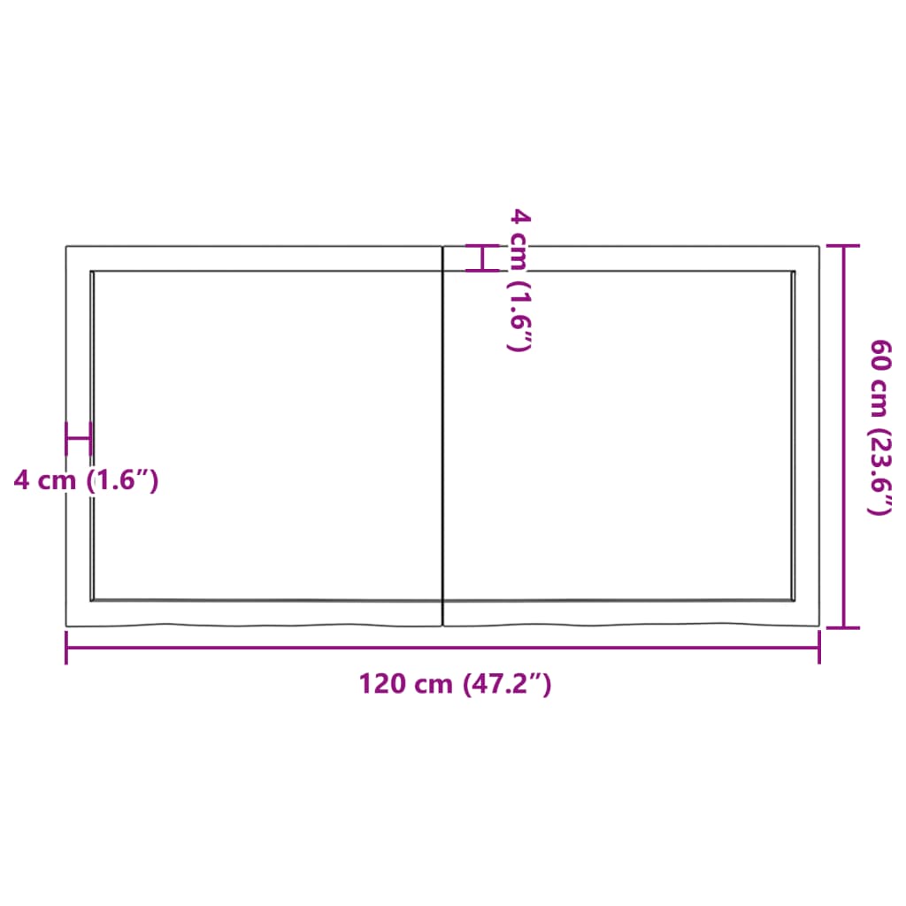 vidaXL Tablero de mesa madera maciza roble sin tratar 120x60x(2-4) cm