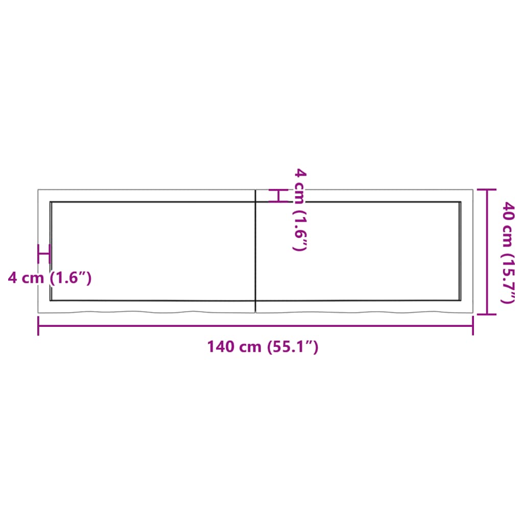 vidaXL Tablero de mesa madera maciza roble sin tratar 140x40x(2-6) cm