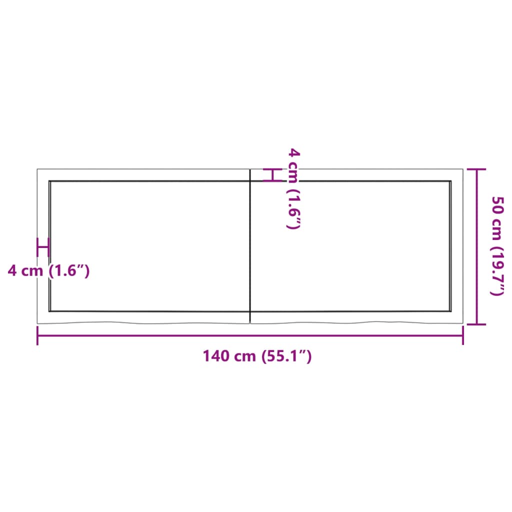 vidaXL Tablero de mesa madera maciza roble sin tratar 140x50x(2-6) cm