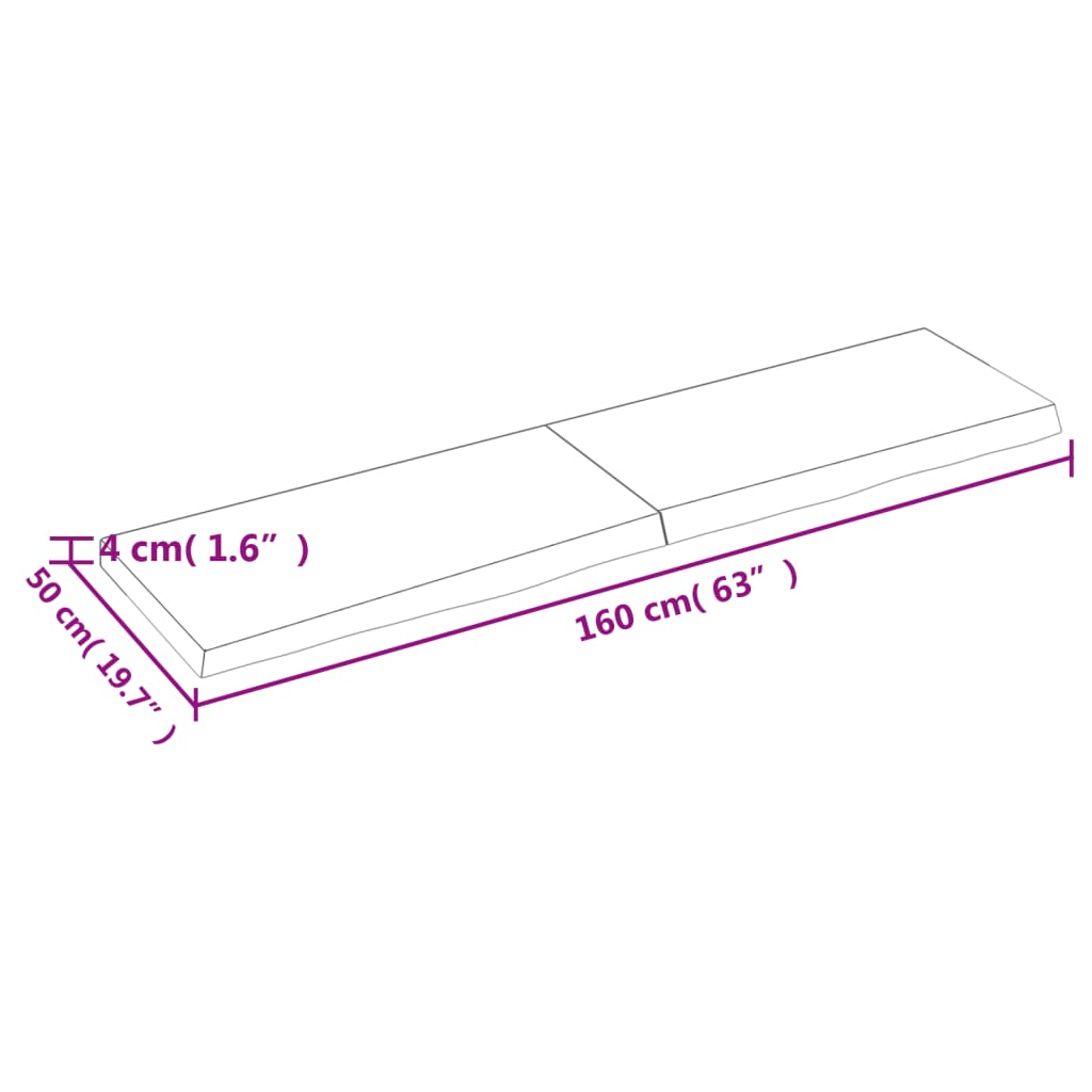 vidaXL Tablero de mesa madera maciza roble sin tratar 160x50x(2-4) cm