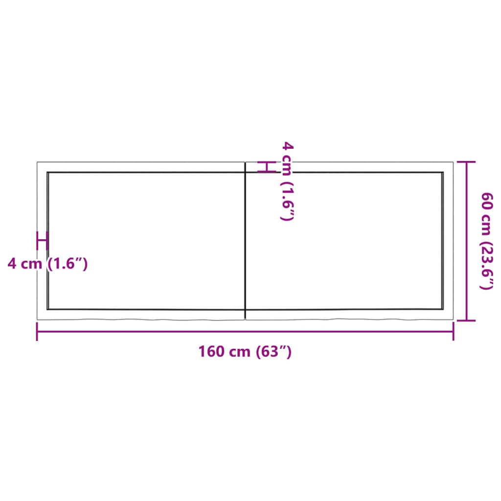 vidaXL Tablero de mesa madera maciza roble sin tratar 160x60x(2-6) cm