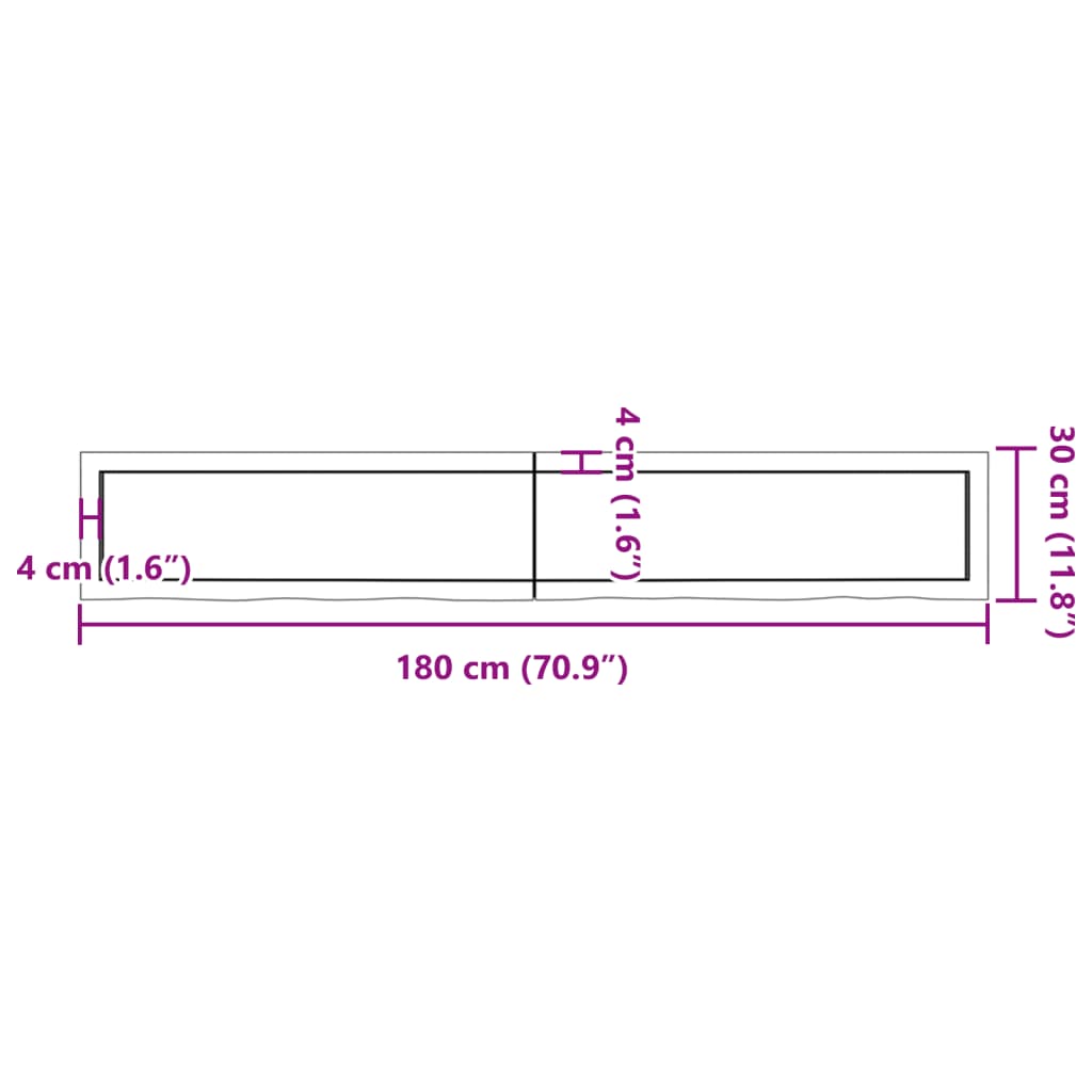 vidaXL Tablero de mesa madera maciza roble sin tratar 180x40x(2-6) cm