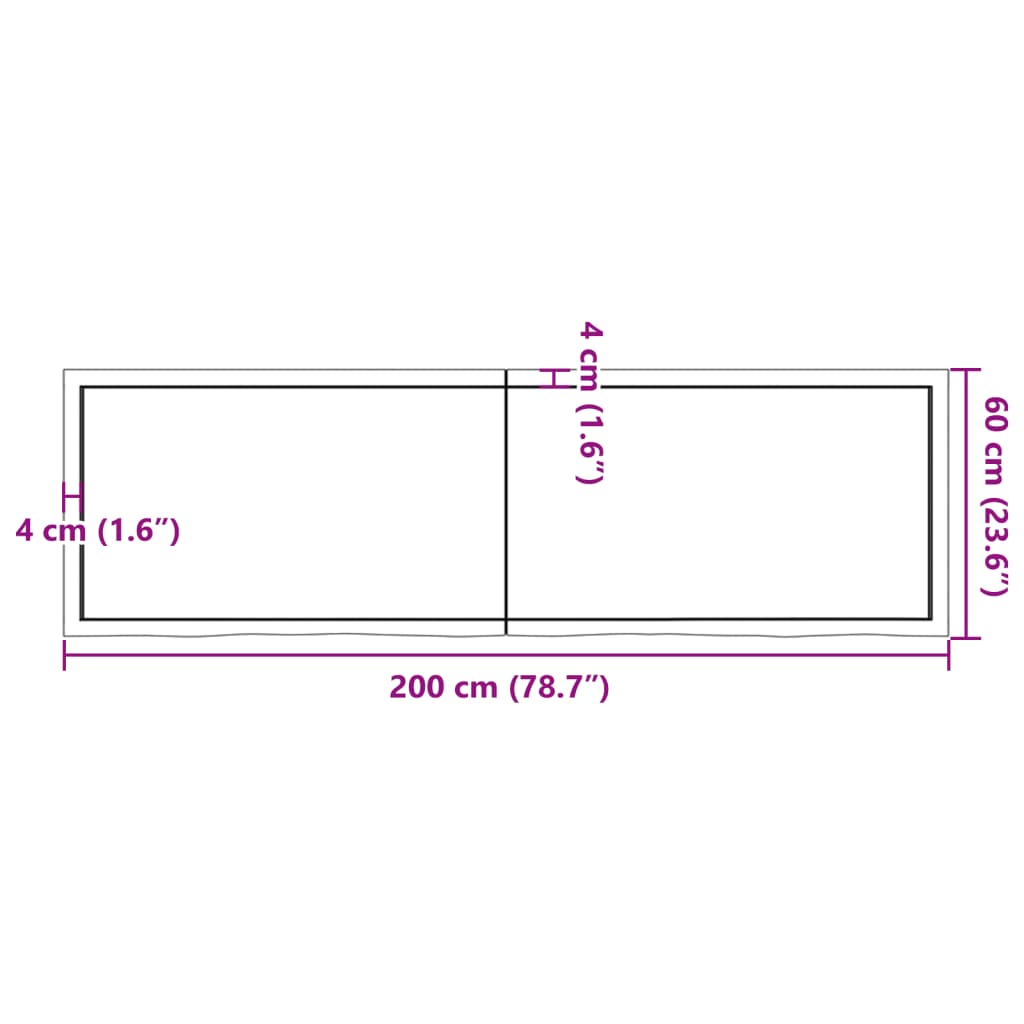 vidaXL Tablero de mesa madera maciza roble sin tratar 200x60x(2-4) cm