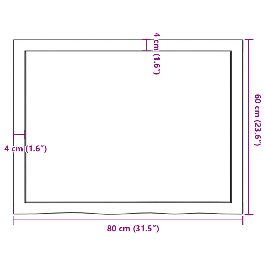 vidaXL Tablero mesa madera roble tratada marrón claro 80x60x(2-4) cm