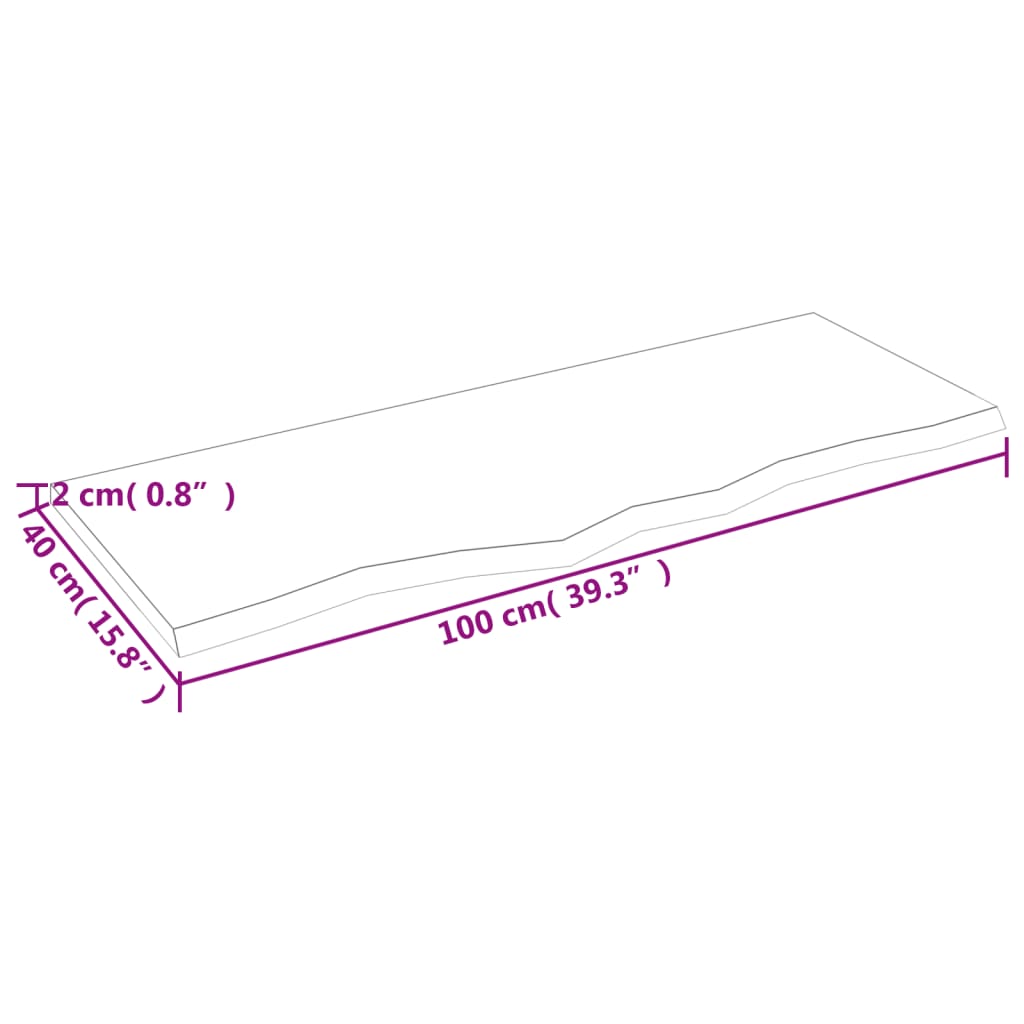 vidaXL Tablero de mesa madera roble tratada marrón claro 100x40x2 cm