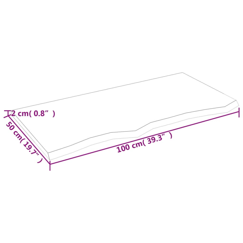 vidaXL Tablero de mesa madera roble tratada marrón claro 100x50x2 cm