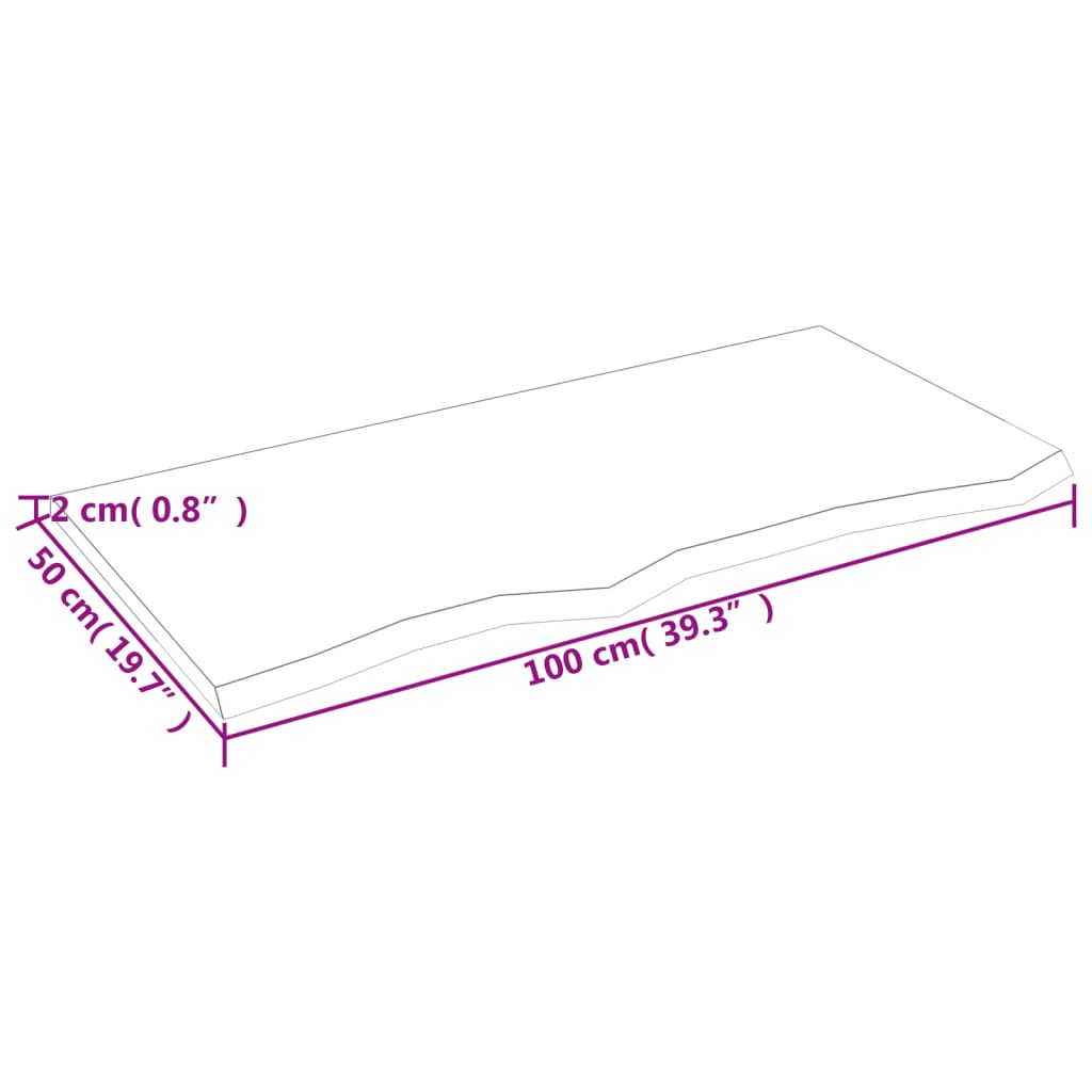 vidaXL Tablero de mesa madera roble tratada marrón claro 100x50x2 cm