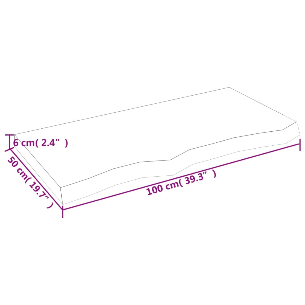 vidaXL Tablero mesa madera roble tratada marrón claro 100x50x(2-6) cm