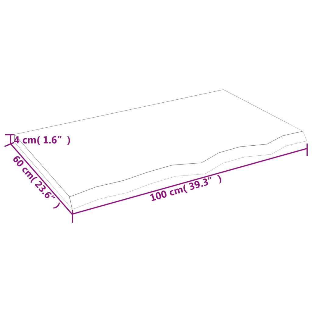 vidaXL Tablero mesa madera roble tratada marrón claro 100x60x(2-4) cm