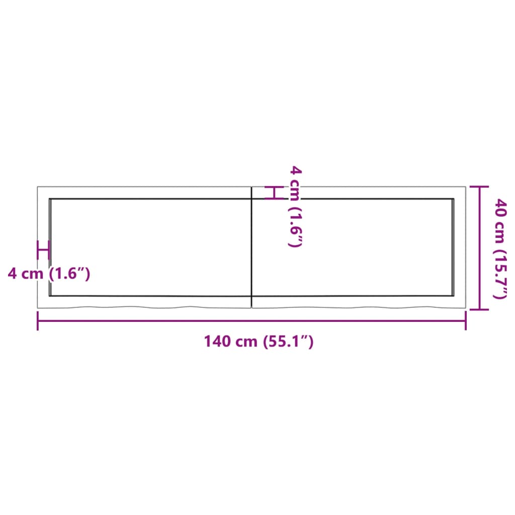 vidaXL Tablero mesa madera roble tratada marrón claro 140x40x(2-6) cm