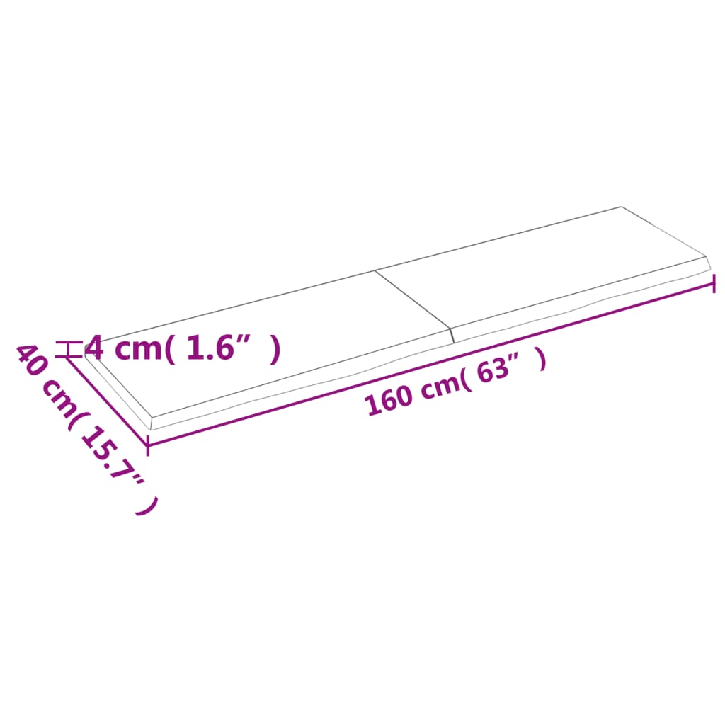 vidaXL Tablero mesa madera roble tratada marrón claro 160x40x(2-4) cm