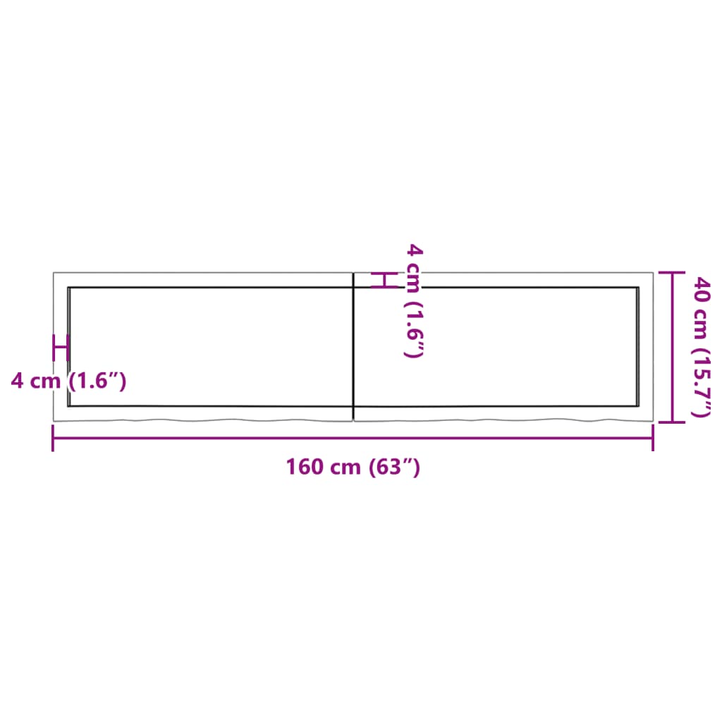 vidaXL Tablero mesa madera roble tratada marrón claro 160x40x(2-4) cm