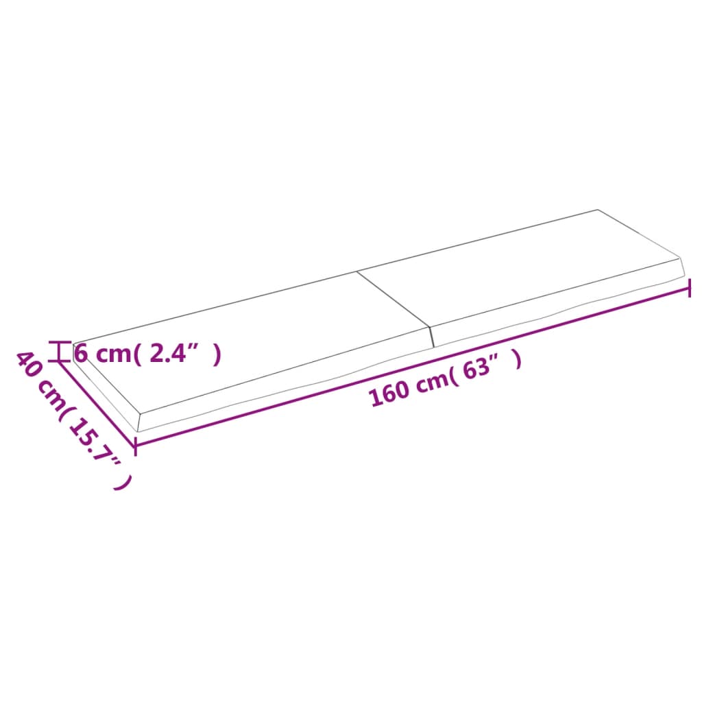 vidaXL Tablero mesa madera roble tratada marrón claro 160x40x(2-6) cm