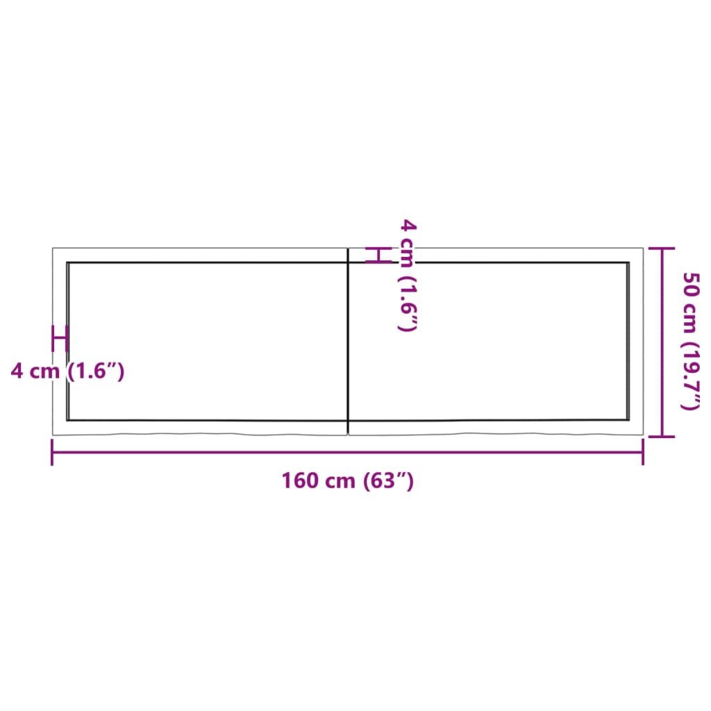 vidaXL Tablero mesa madera roble tratada marrón claro 160x50x(2-6) cm