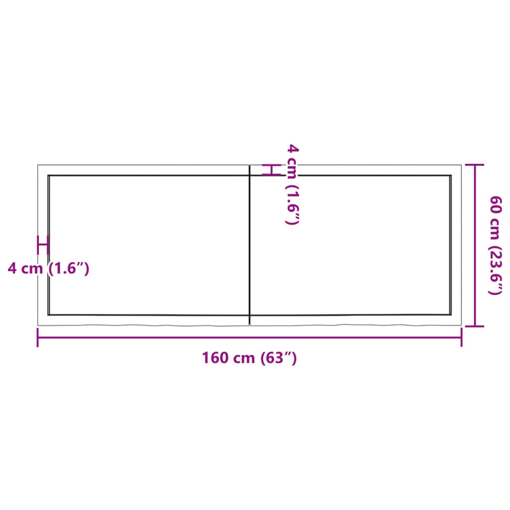 vidaXL Tablero mesa madera roble tratada marrón claro 160x60x(2-6) cm