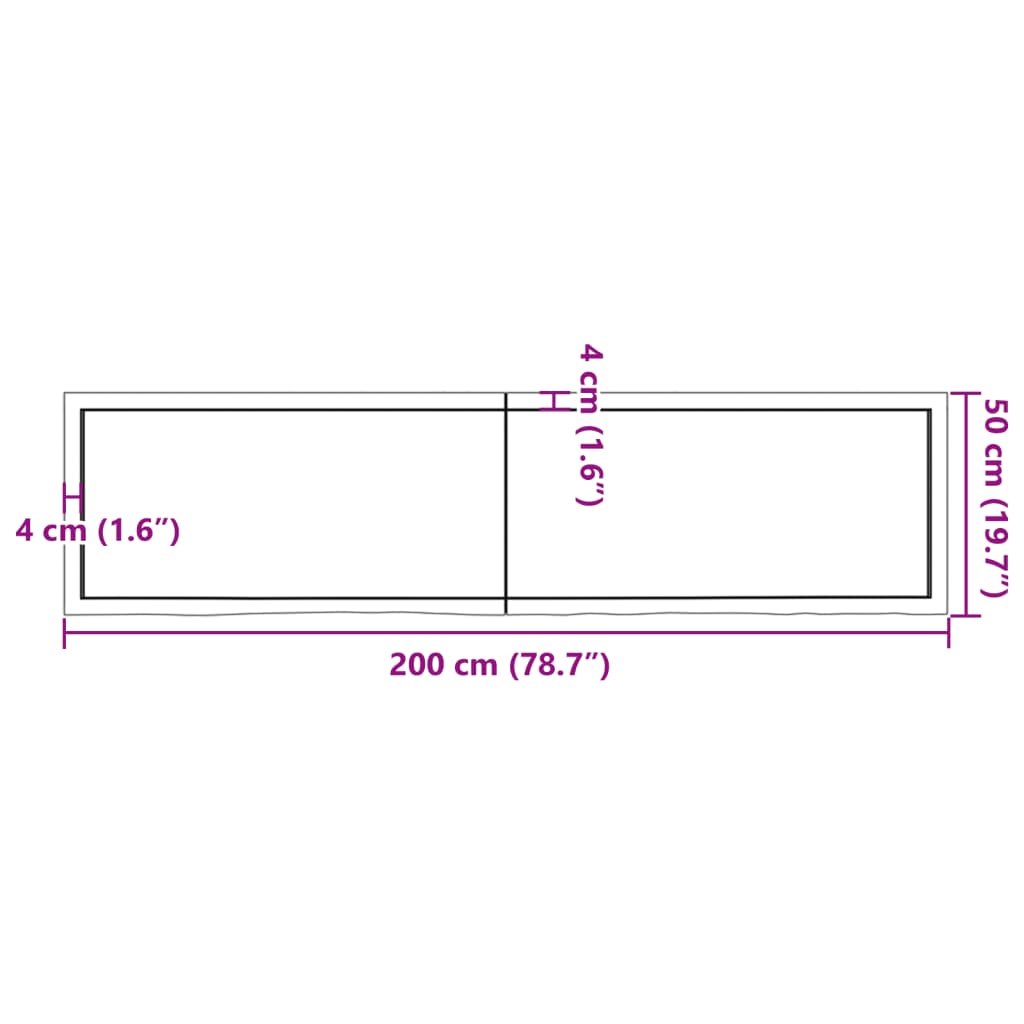 vidaXL Tablero mesa madera roble tratada marrón claro 200x50x(2-4) cm