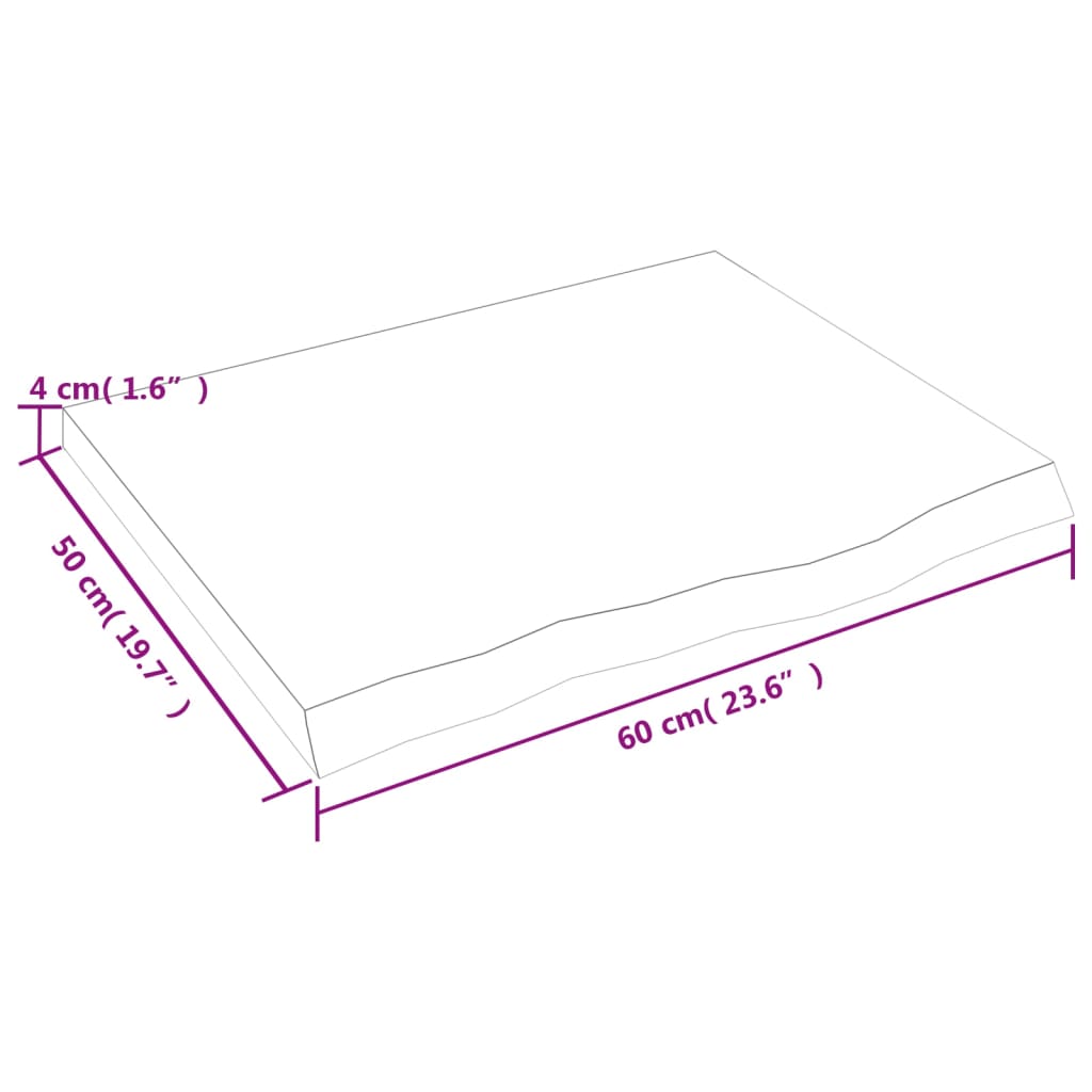 vidaXL Tablero mesa madera roble tratada marrón oscuro 60x50x(2-4) cm