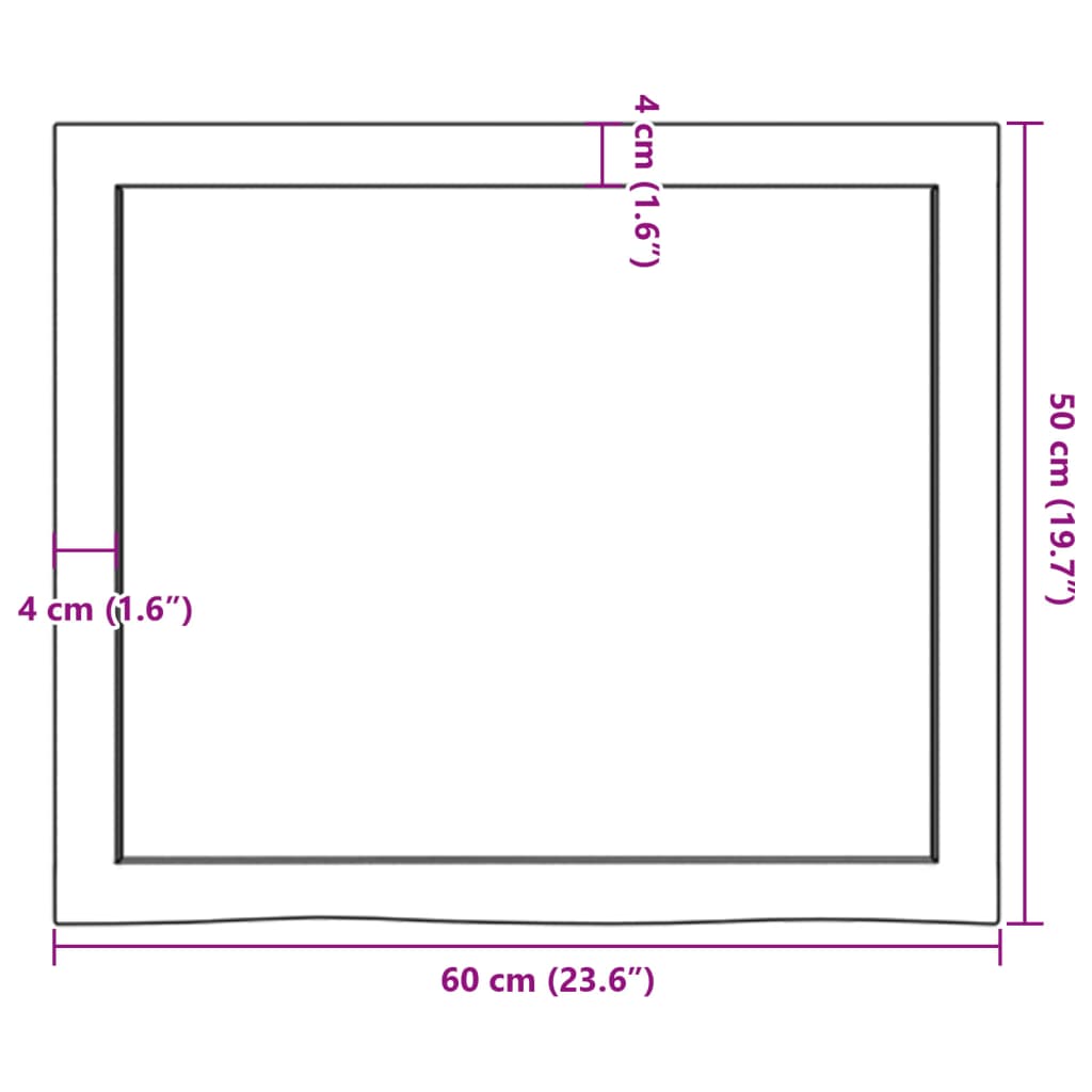 vidaXL Tablero mesa madera roble tratada marrón oscuro 60x50x(2-4) cm