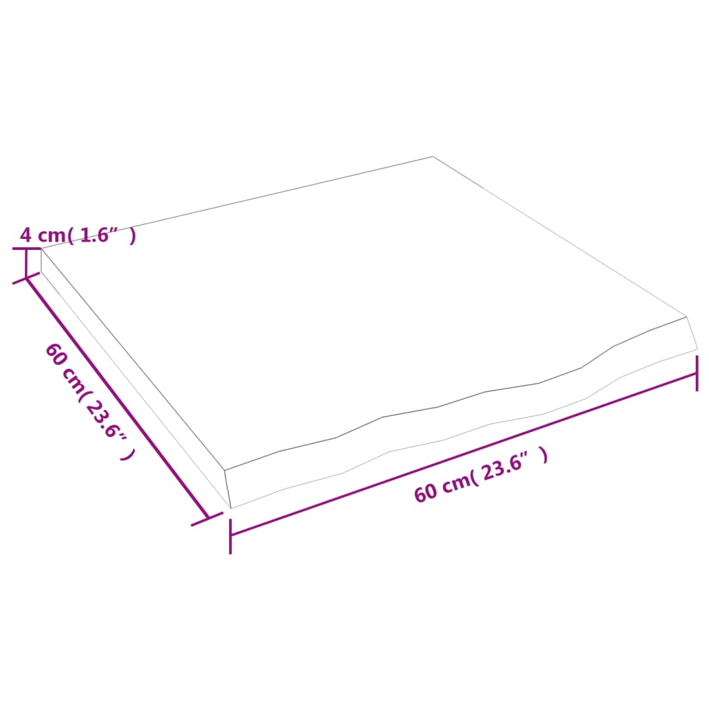 vidaXL Tablero mesa madera roble tratada marrón oscuro 60x60x(2-4) cm