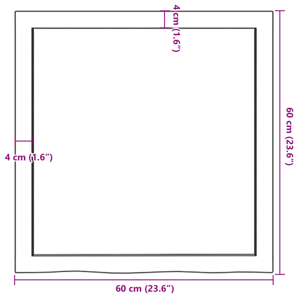 vidaXL Tablero mesa madera roble tratada marrón oscuro 60x60x(2-4) cm