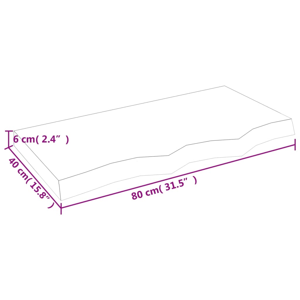 vidaXL Tablero mesa madera roble tratada marrón oscuro 80x40x(2-6) cm