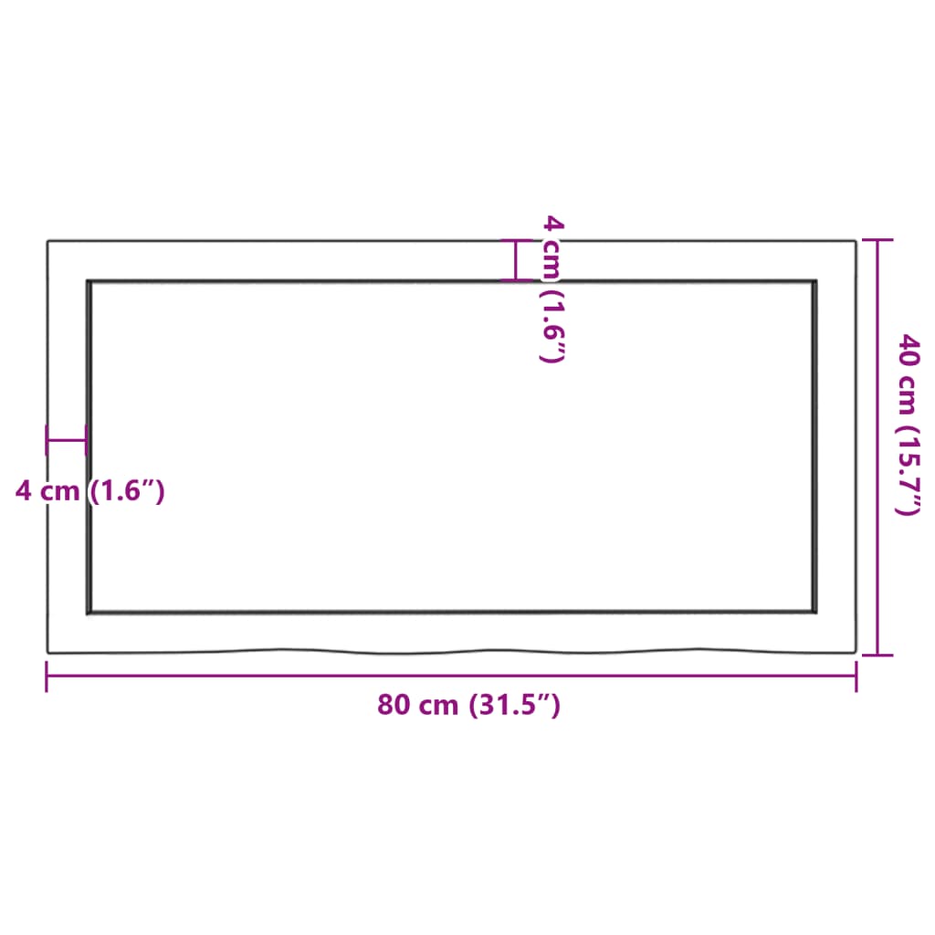 vidaXL Tablero mesa madera roble tratada marrón oscuro 80x40x(2-6) cm