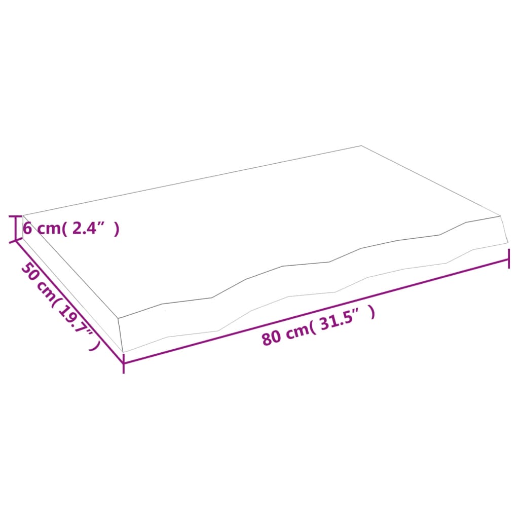 vidaXL Tablero mesa madera roble tratada marrón oscuro 80x50x(2-6) cm