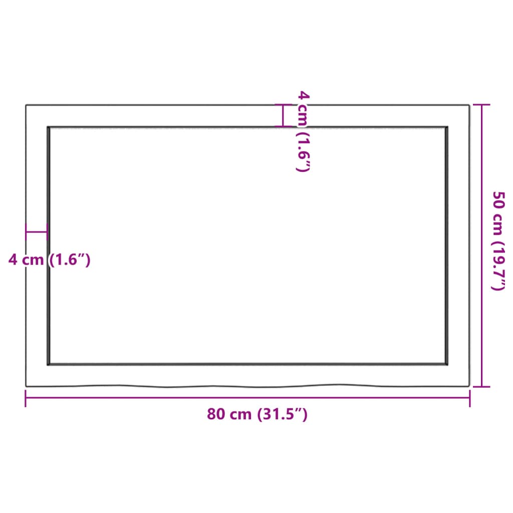 vidaXL Tablero mesa madera roble tratada marrón oscuro 80x50x(2-6) cm