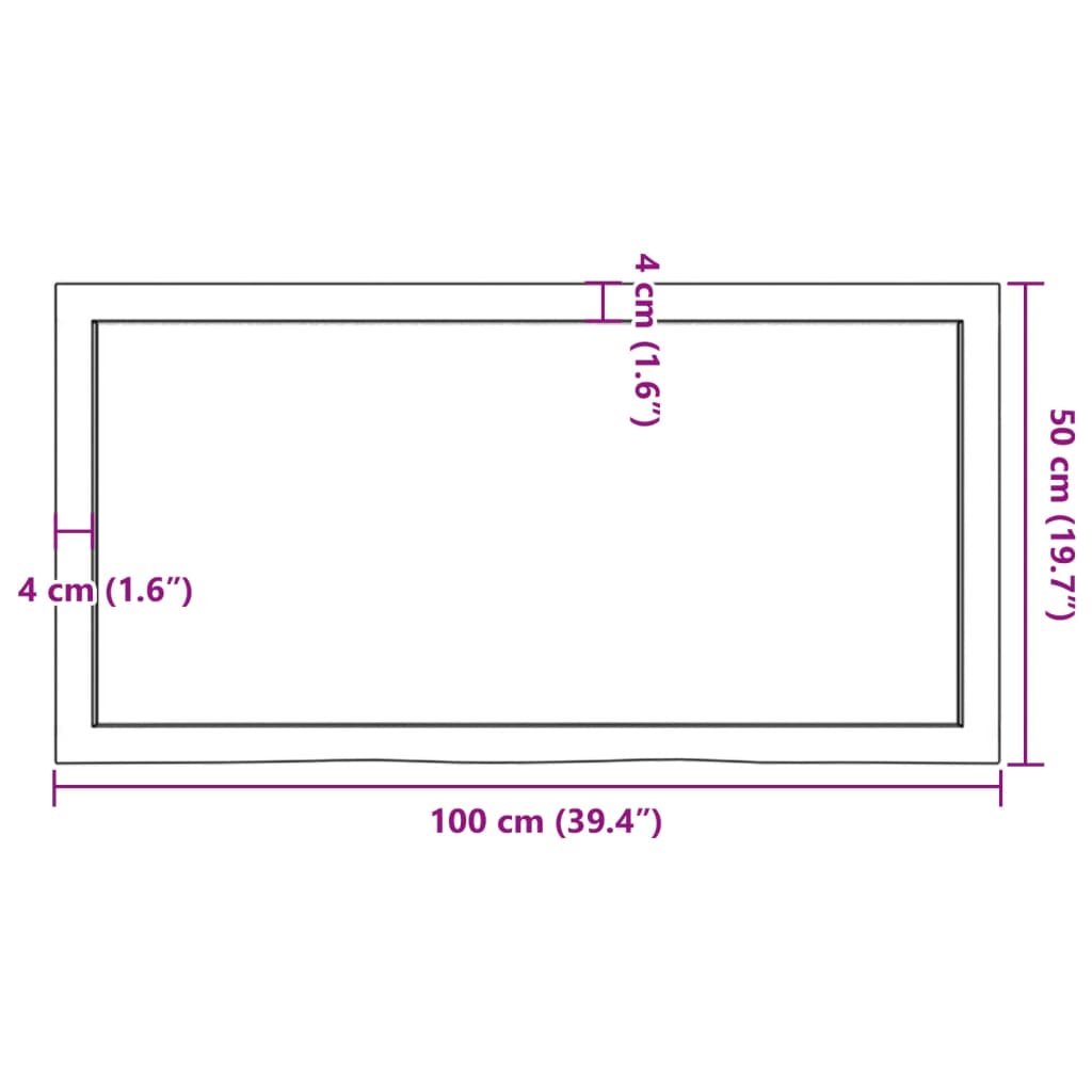 vidaXL Tablero mesa madera roble tratada marrón oscuro 100x50x(2-6) cm