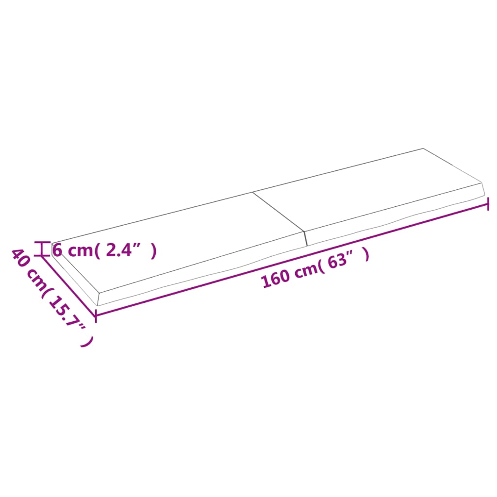 vidaXL Tablero mesa madera roble tratada marrón oscuro 160x40x(2-6) cm