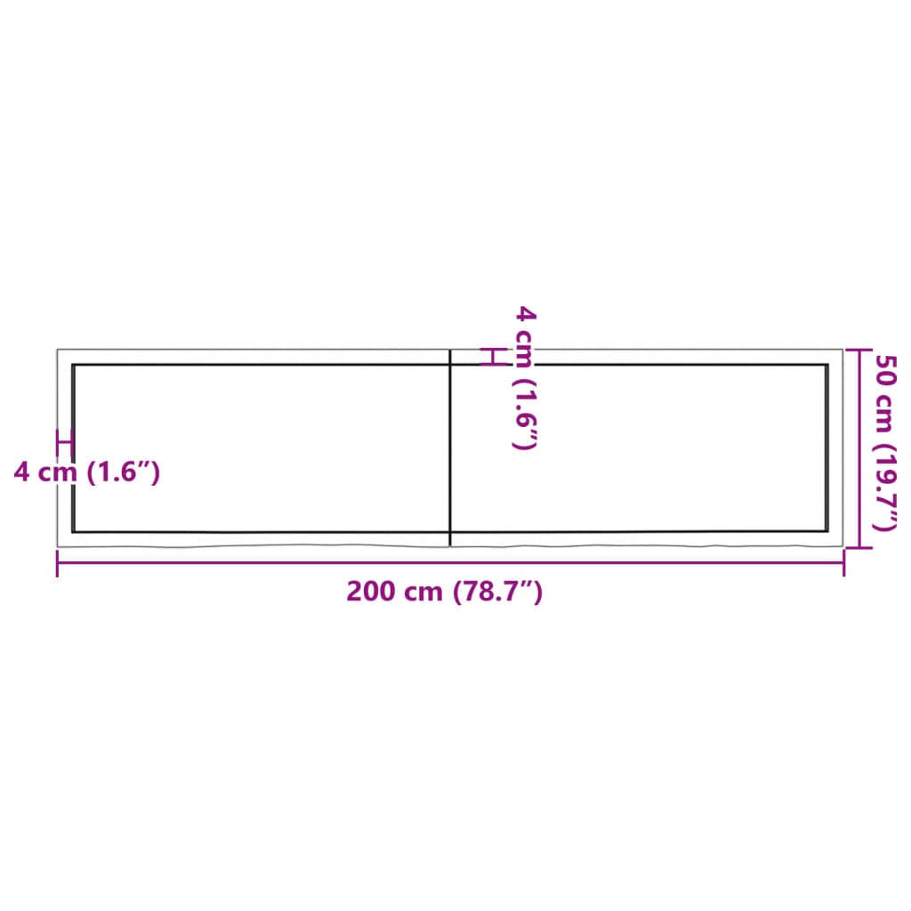 vidaXL Tablero mesa madera roble tratada marrón oscuro 200x50x(2-6) cm