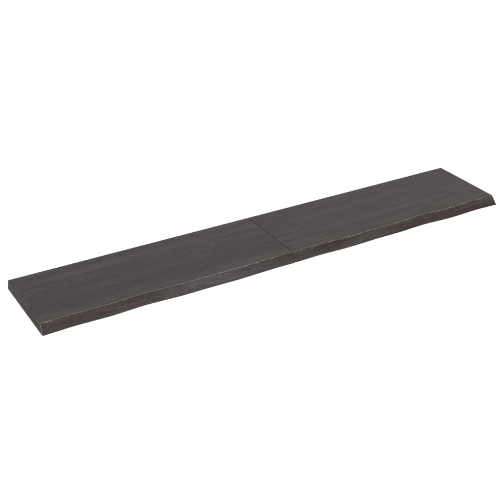 vidaXL Tablero mesa madera roble tratada marrón oscuro 220x40x(2-4) cm