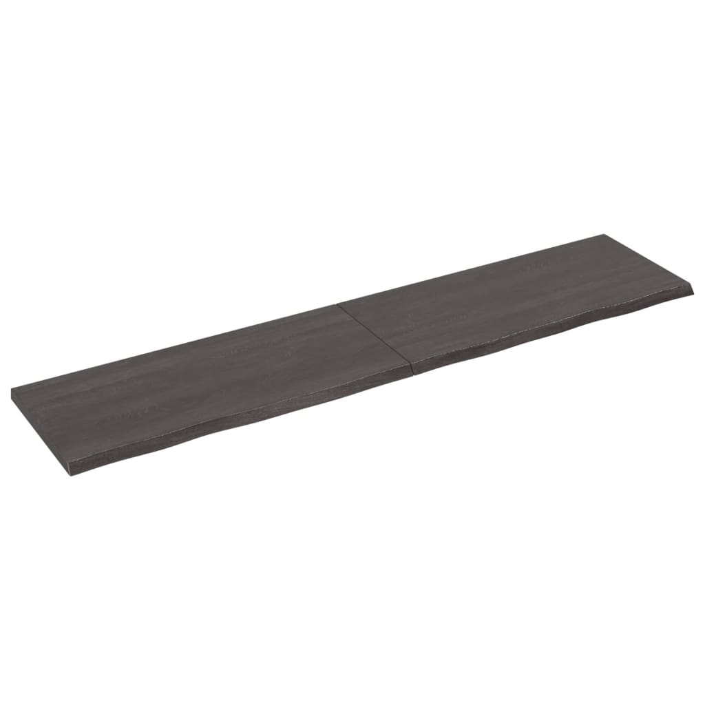 vidaXL Tablero mesa madera roble tratada marrón oscuro 220x50x(2-4) cm